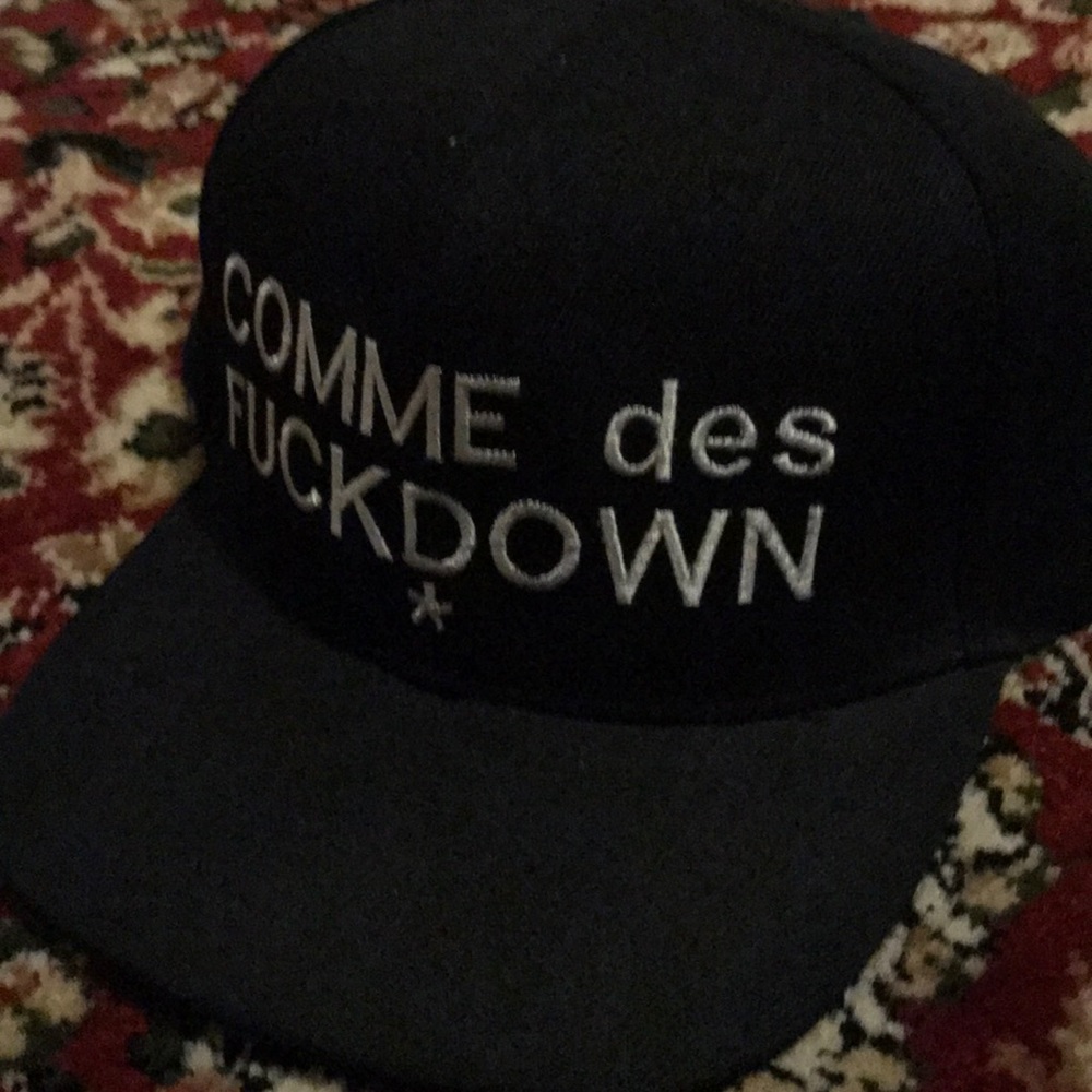 Come Des Fuckdown Snapback Hat Cap Black